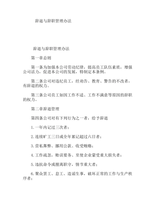 辞退与辞职管理办法