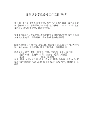 家纺城小学教务处工作安排(草拟)