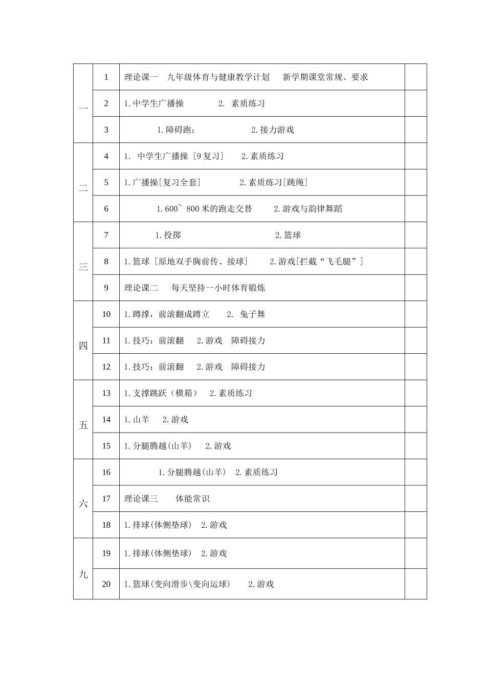九年级体育与健康课、程教案_第3页