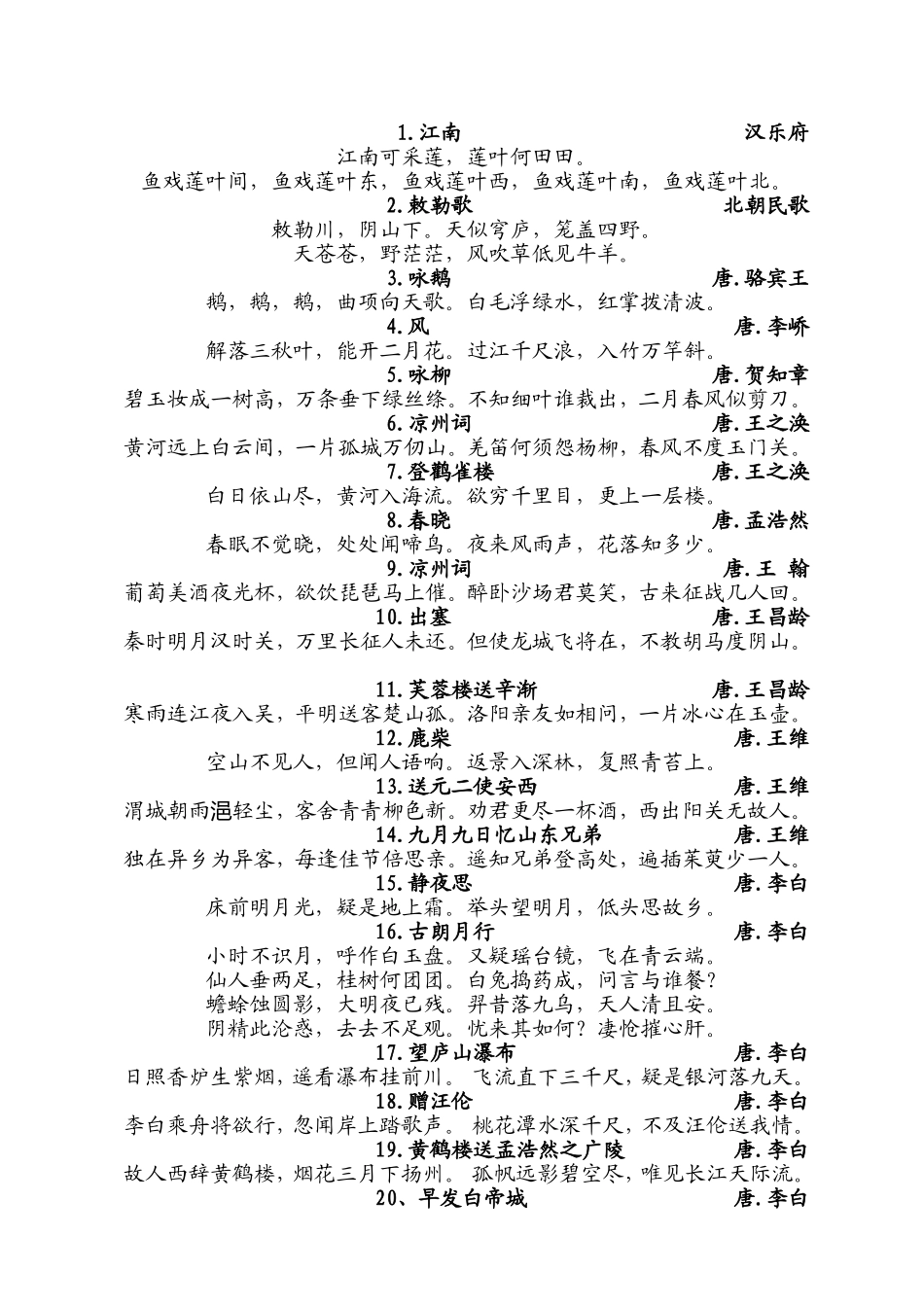 江南汉乐府等唐诗汇总_第1页