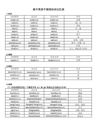 高中英语不规则动词记忆表