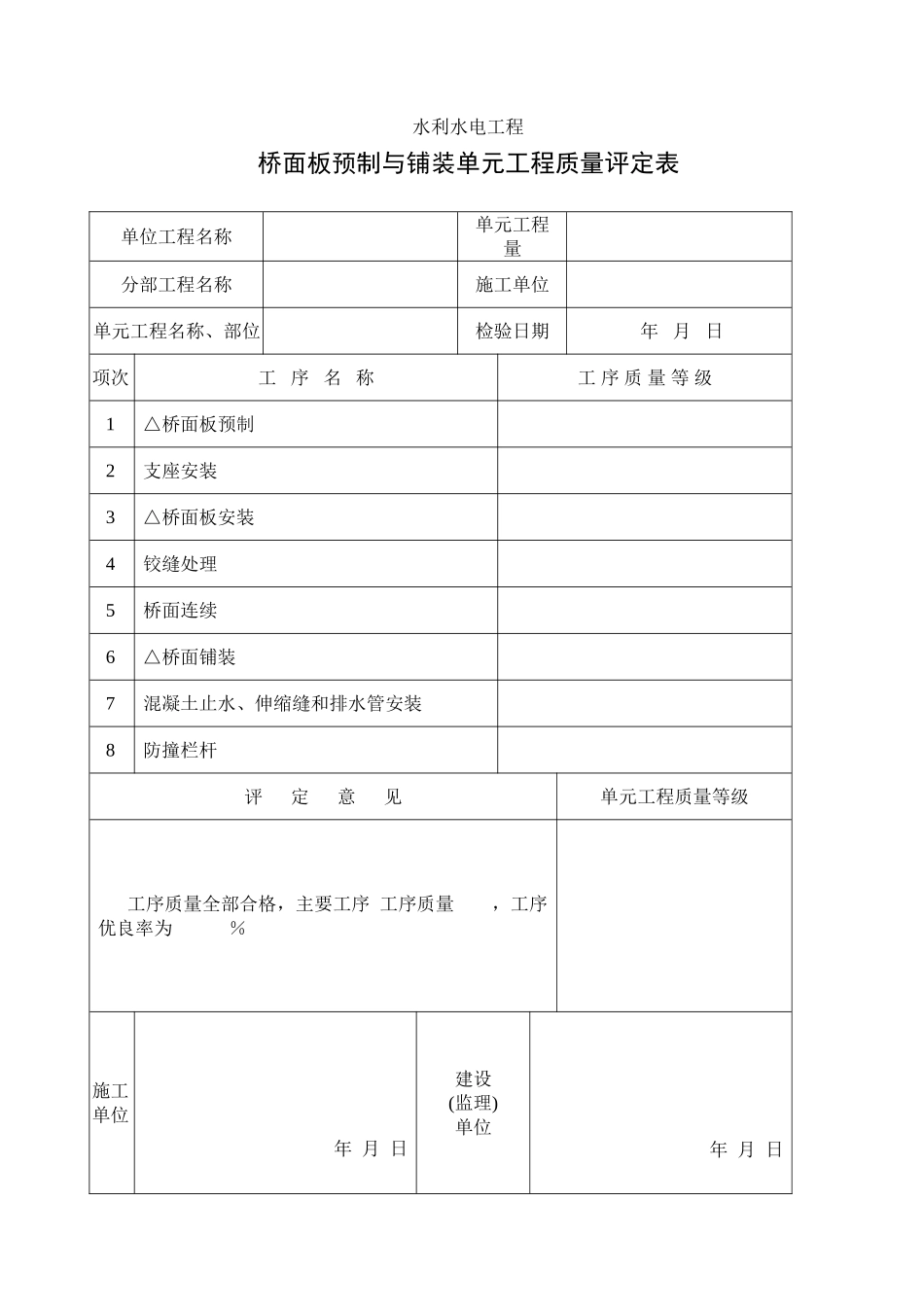 浆砌石砌筑质量评定表_第3页