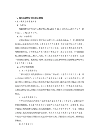 煤矿副立井井筒装备工程施工进度总体计划与安排