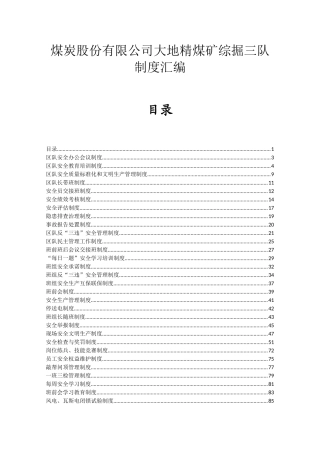 煤炭股份有限公司大地精煤矿综掘三队制度汇编