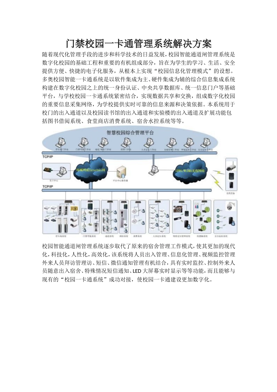 门禁校园一卡通管理系统解决方案_第1页