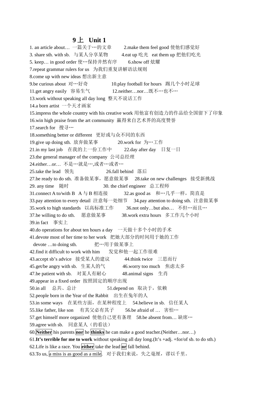 九年级英语上册单词梳理汇总_第1页
