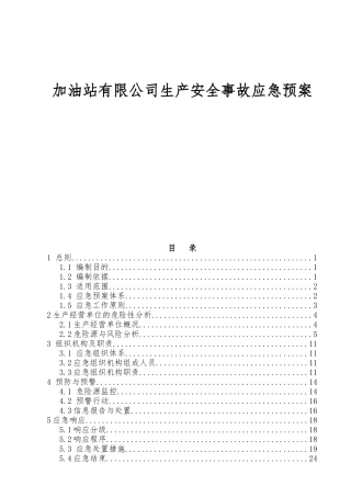 加油站有限公司生产安全事故应急预案