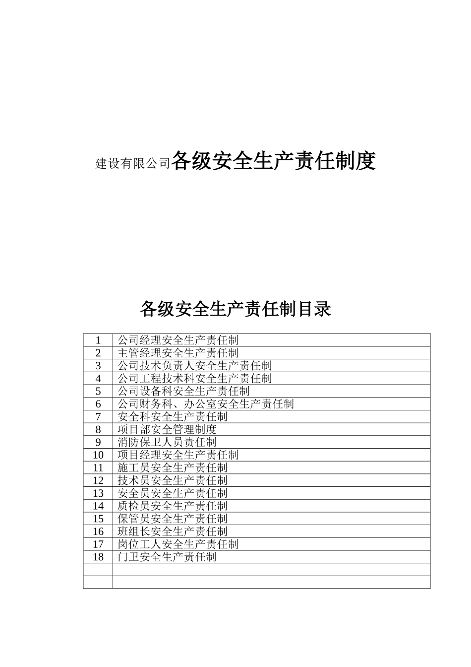 建设有限公司各级安全生产责任制度_第1页