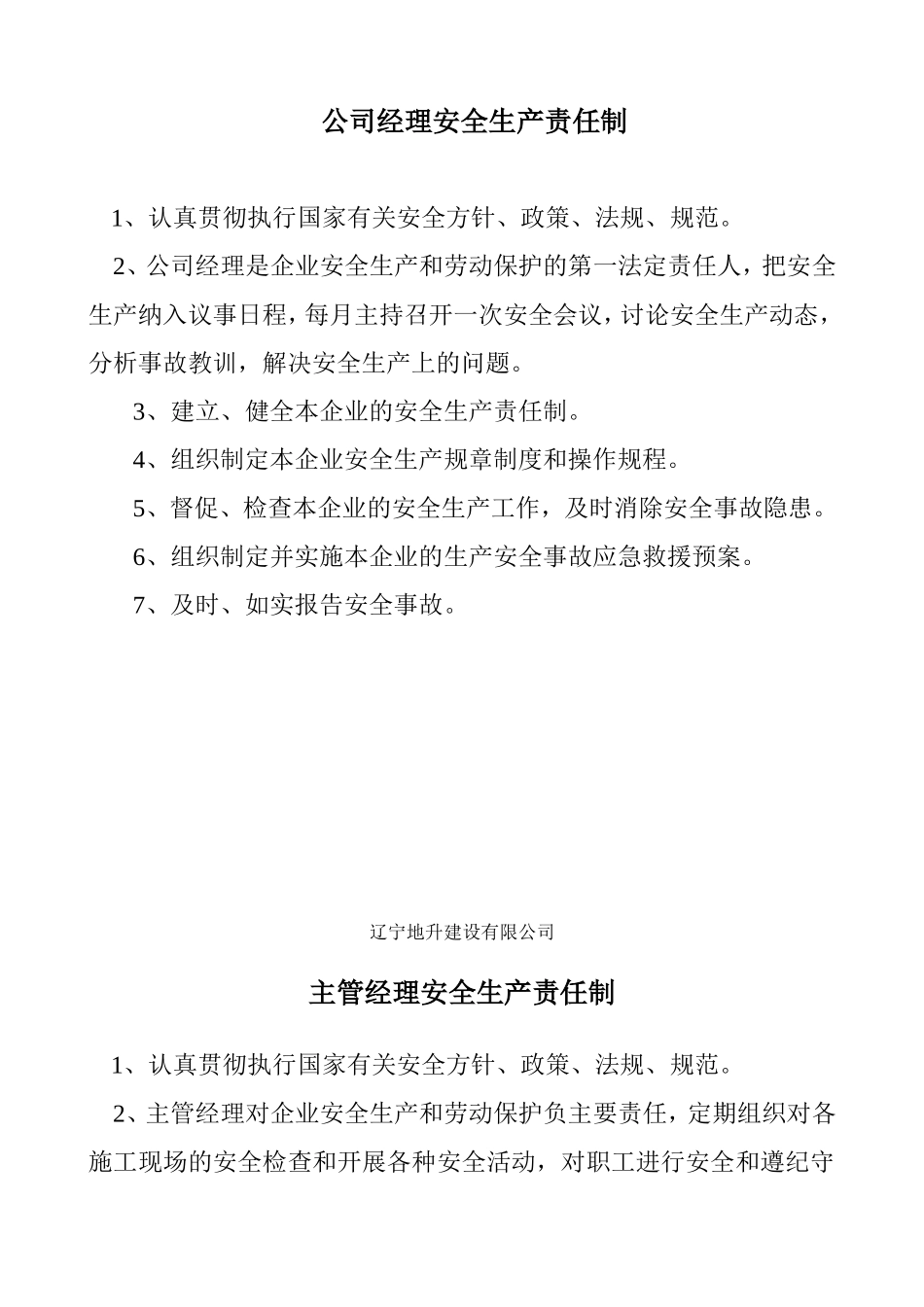 建设有限公司各级安全生产责任制度_第2页