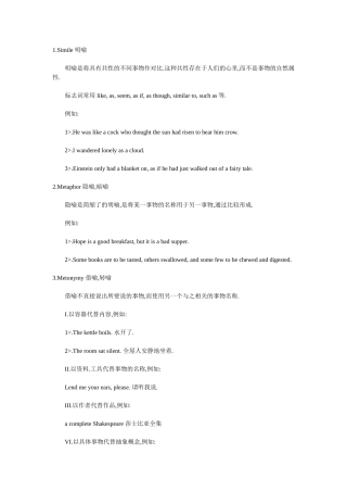 明喻隐喻暗喻借喻转喻夸张等英语各种修辞手法梳理汇总