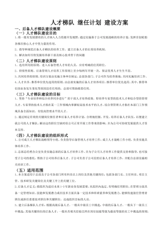 人才梯队继任计划建设方案