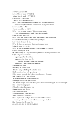 六年级同义句短语整理