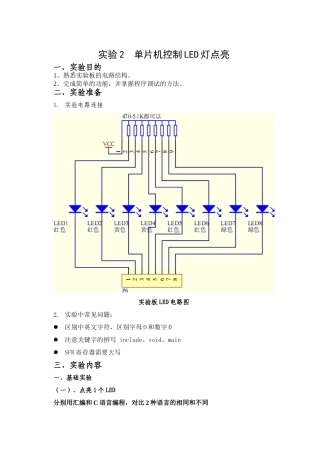 实验2单片机控制LED灯点亮