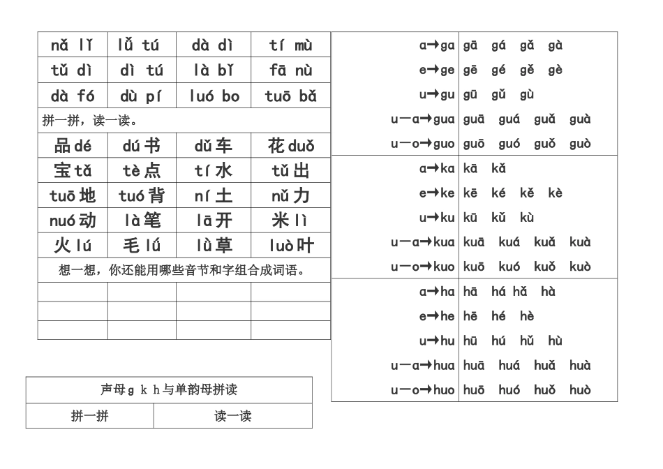 声母dtnl与单韵母拼读_第3页