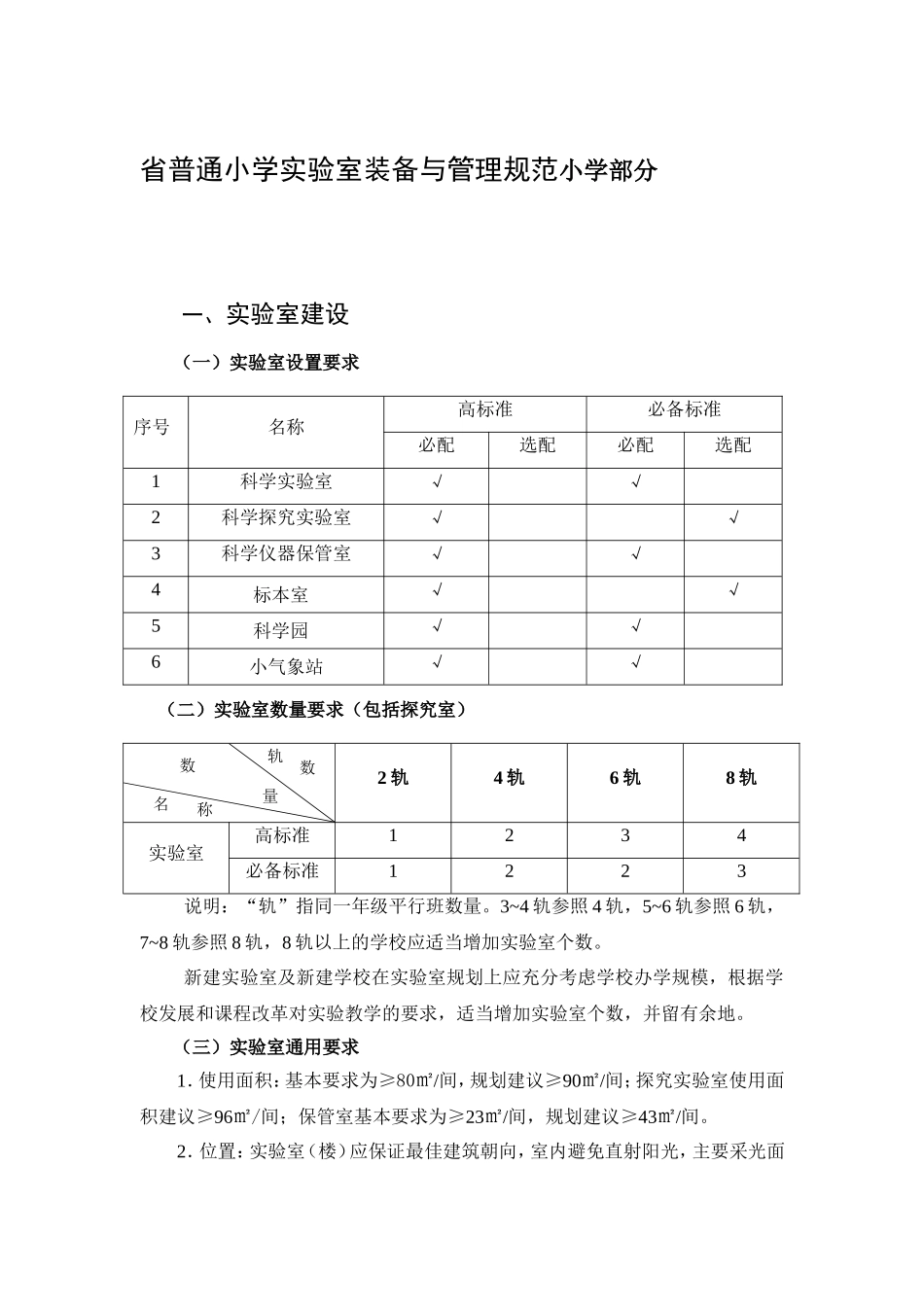 省普通小学实验室装备与管理规范小学部分_第1页