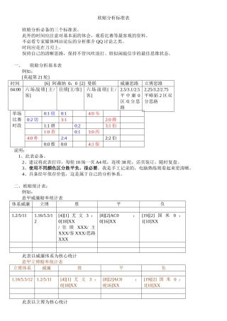 欧赔分析标准表
