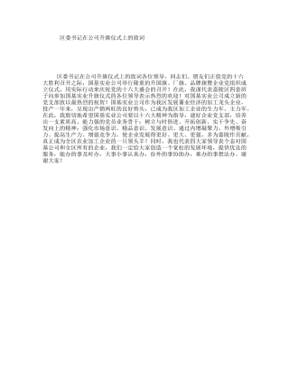 区委书记在公司升旗仪式上的致词