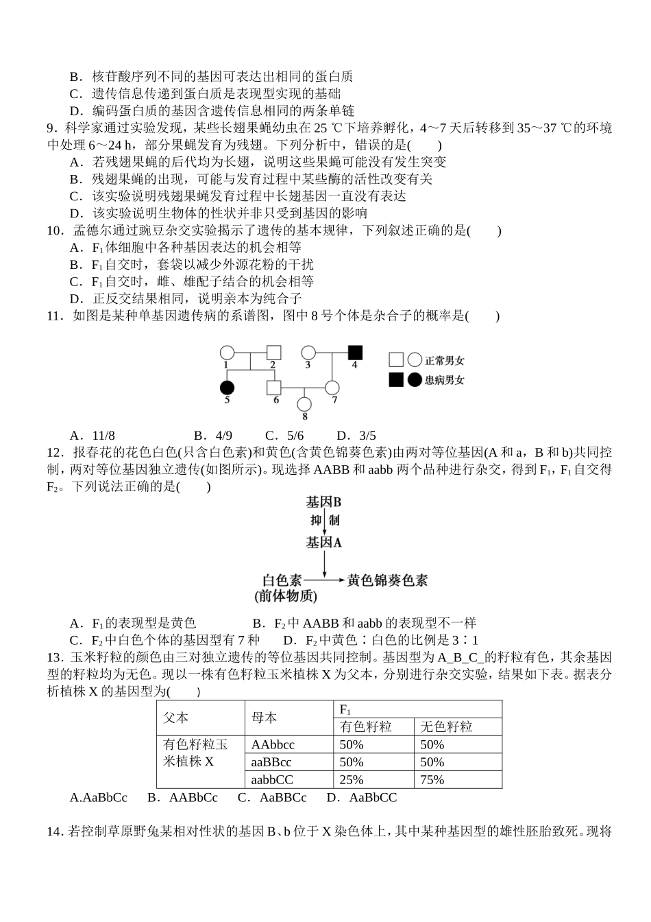 细胞染色体生物测试题_第2页