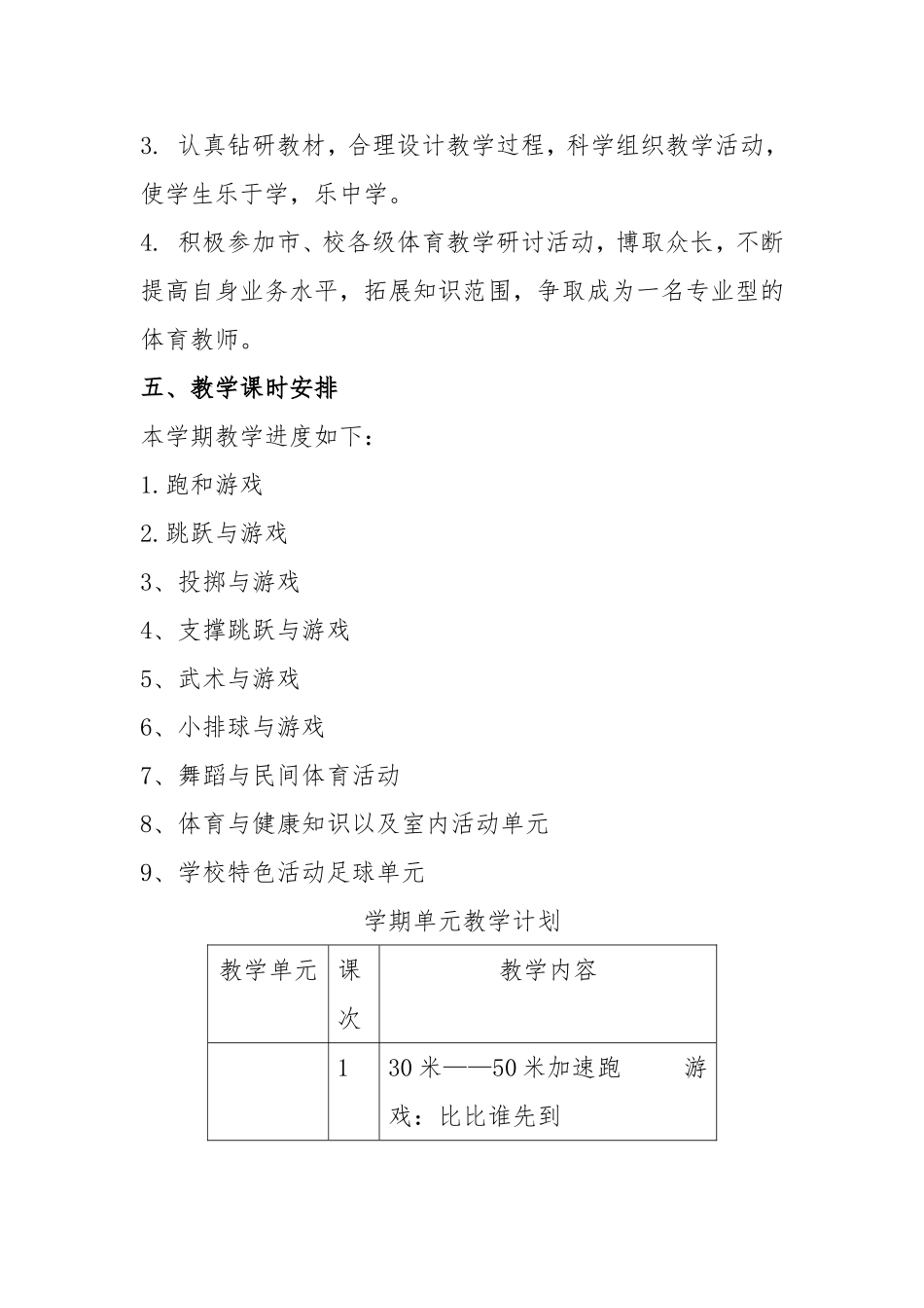 五年级下学期体育教学单元计划_第3页