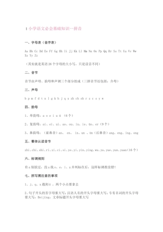 小学语文必会基础知识--拼音