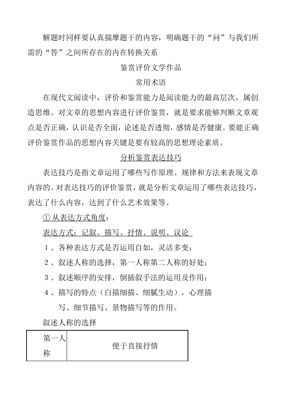 现代文阅读答题技巧（方法、格式、术语）_第2页