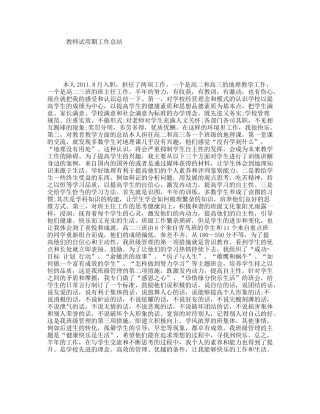 教师试用期工作总结