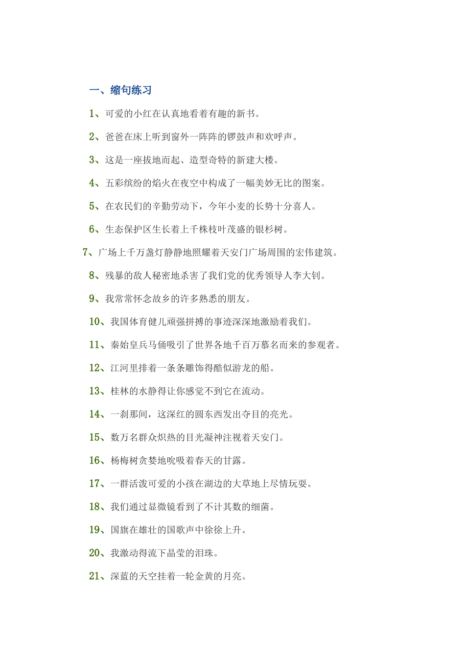 小学语文常见缩句练习题及答案_第3页