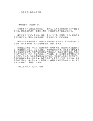 小学生竞选中队长的发言稿