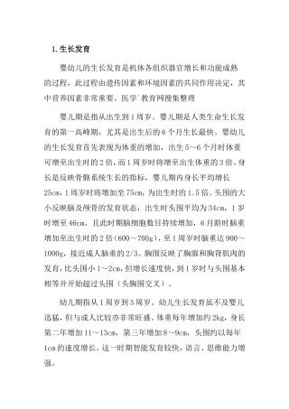婴儿生长发育知识点梳理汇总