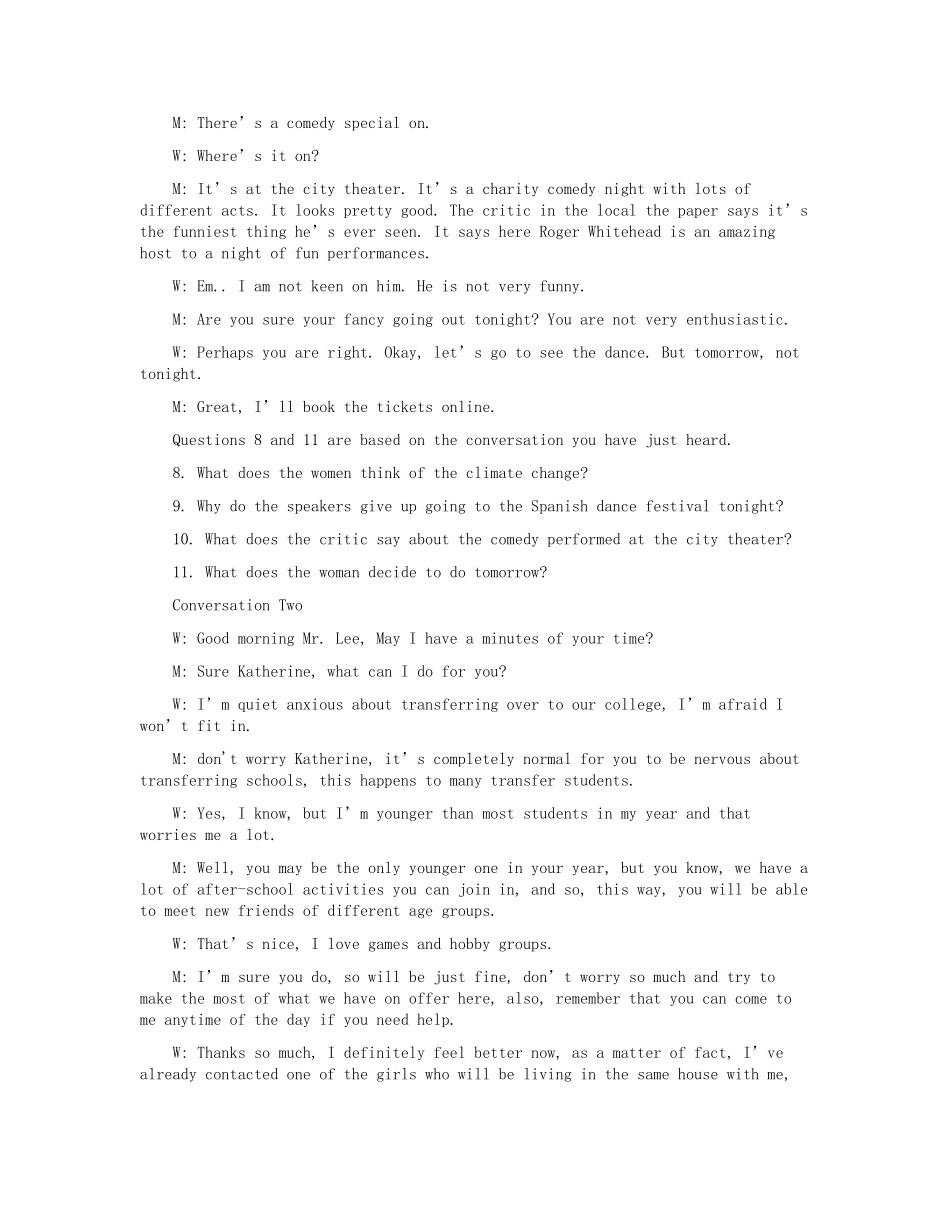 英语四级真题听力原文及答案解析（完整版）_第3页