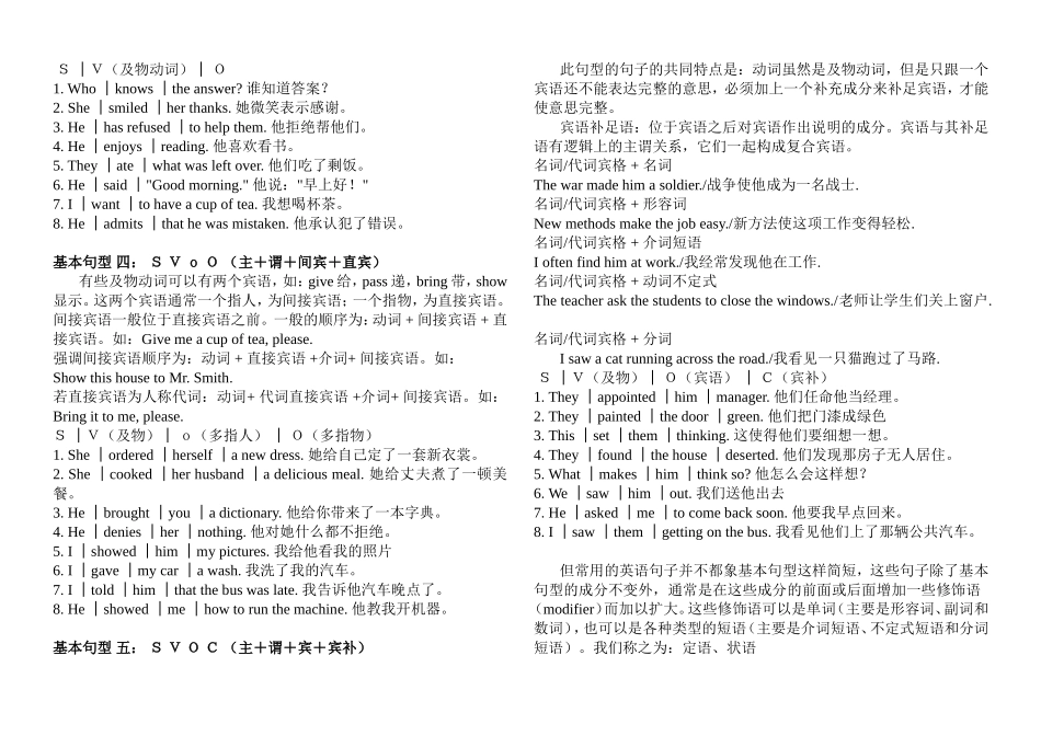 英语五种基本句型知识点梳理汇总_第2页