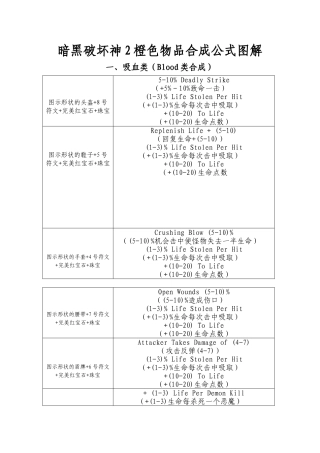 暗黑破坏神2橙色物品合成公式图解