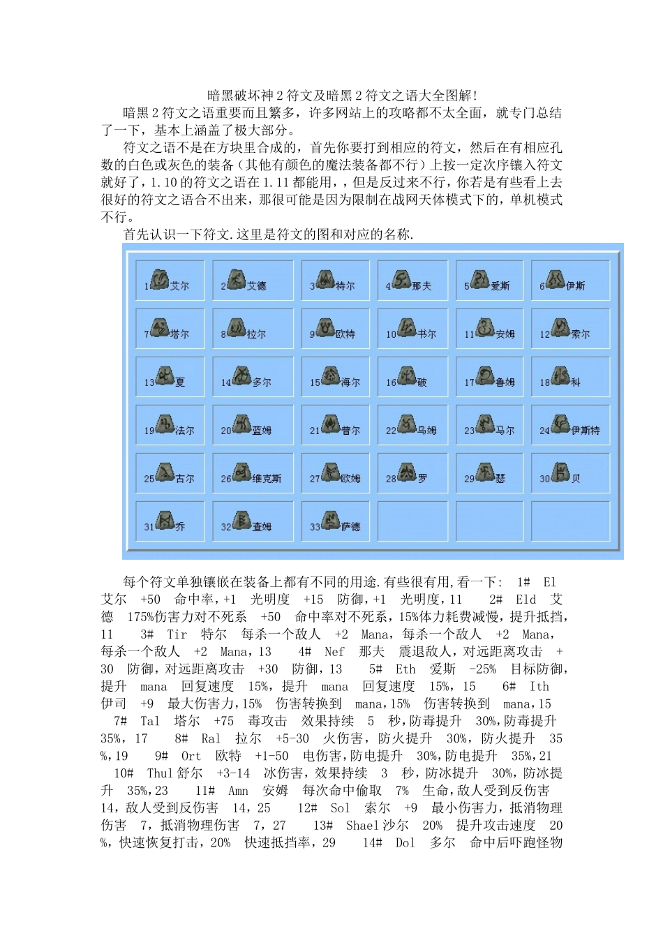 暗黑破坏神2符文及暗黑2符文之语大全图解!_第1页