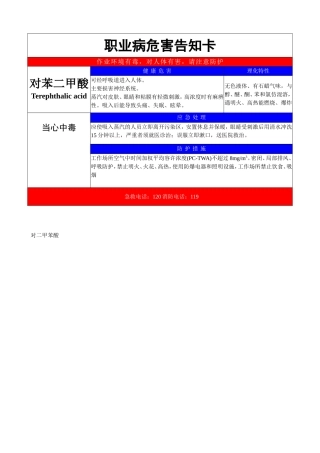 职业病危害告知卡
