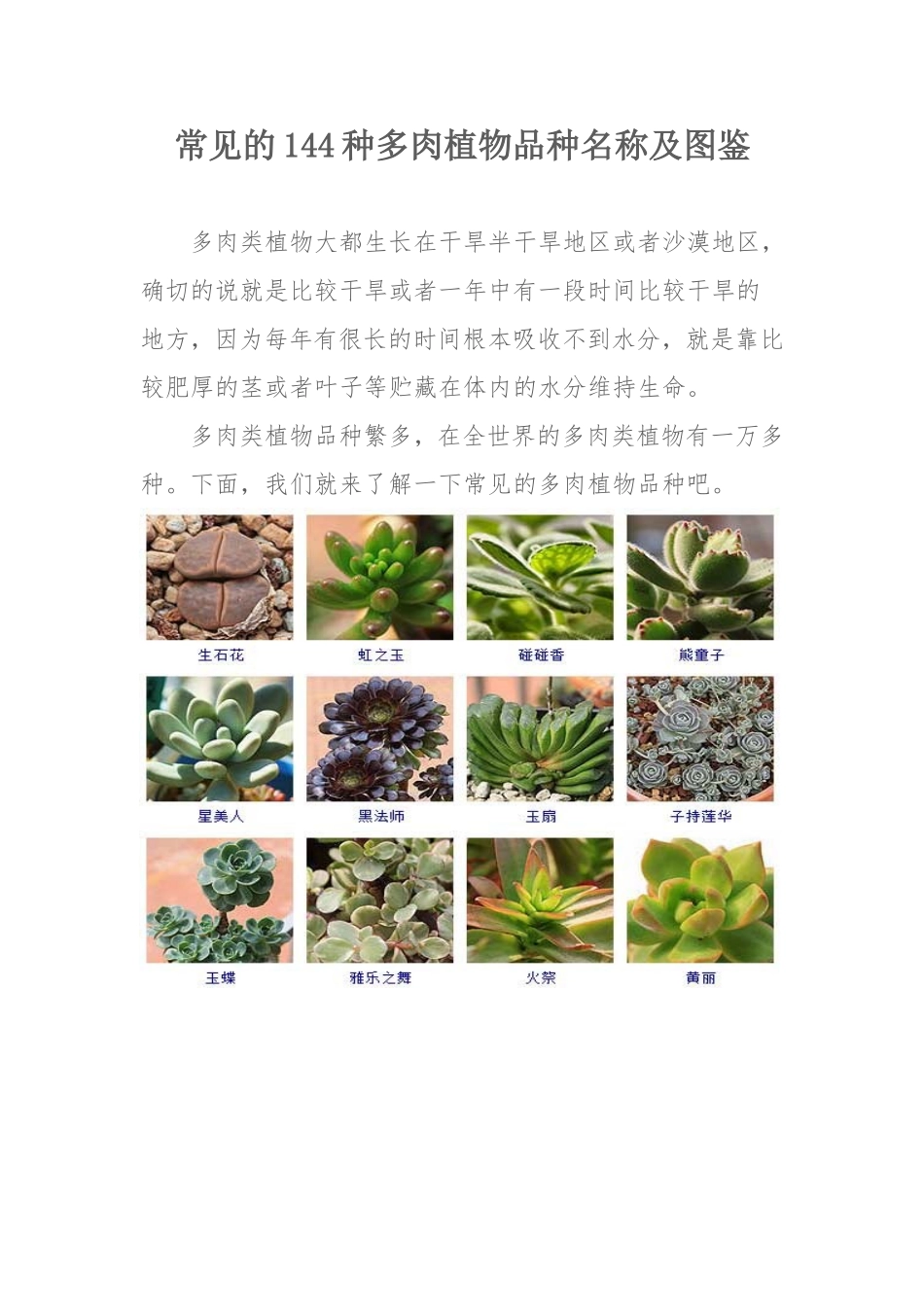 常见的144种多肉植物品种名称及图鉴_第1页