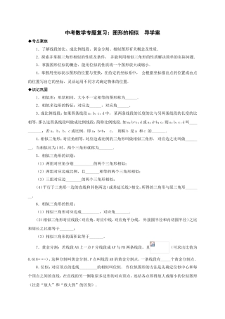 中考数学专题复习：图形的相似导学案