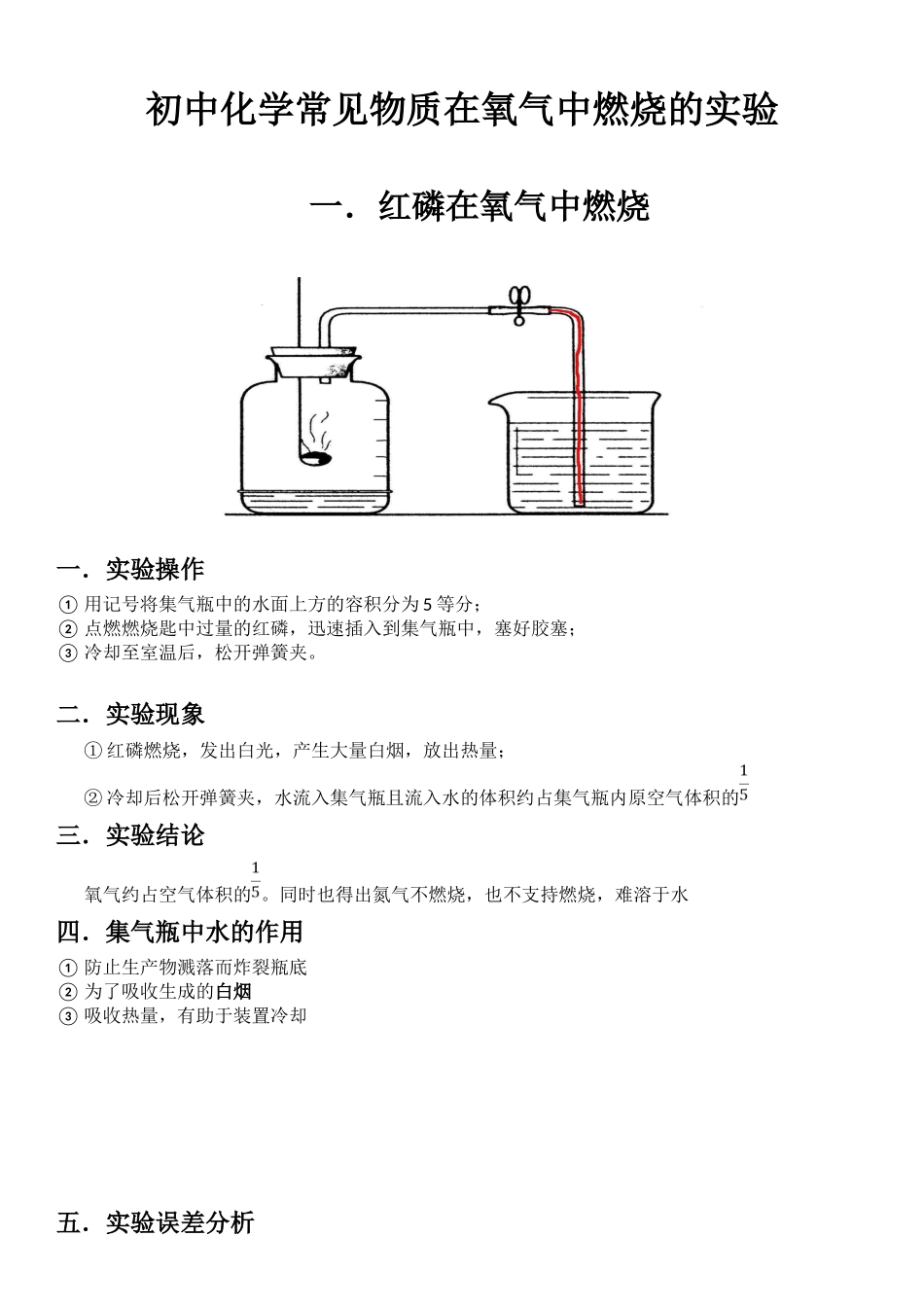 初中化学常见物质在氧气中燃烧的实验_第1页