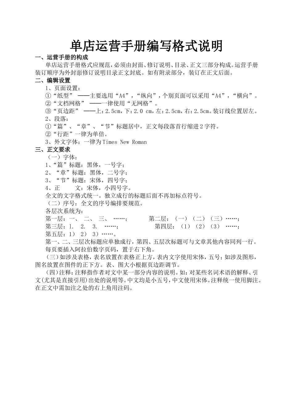 单店运营手册编写格式说明_第1页