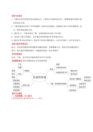 中学九年级《第21章信息的传递》单元复习课精品教学设计(人教版物理)