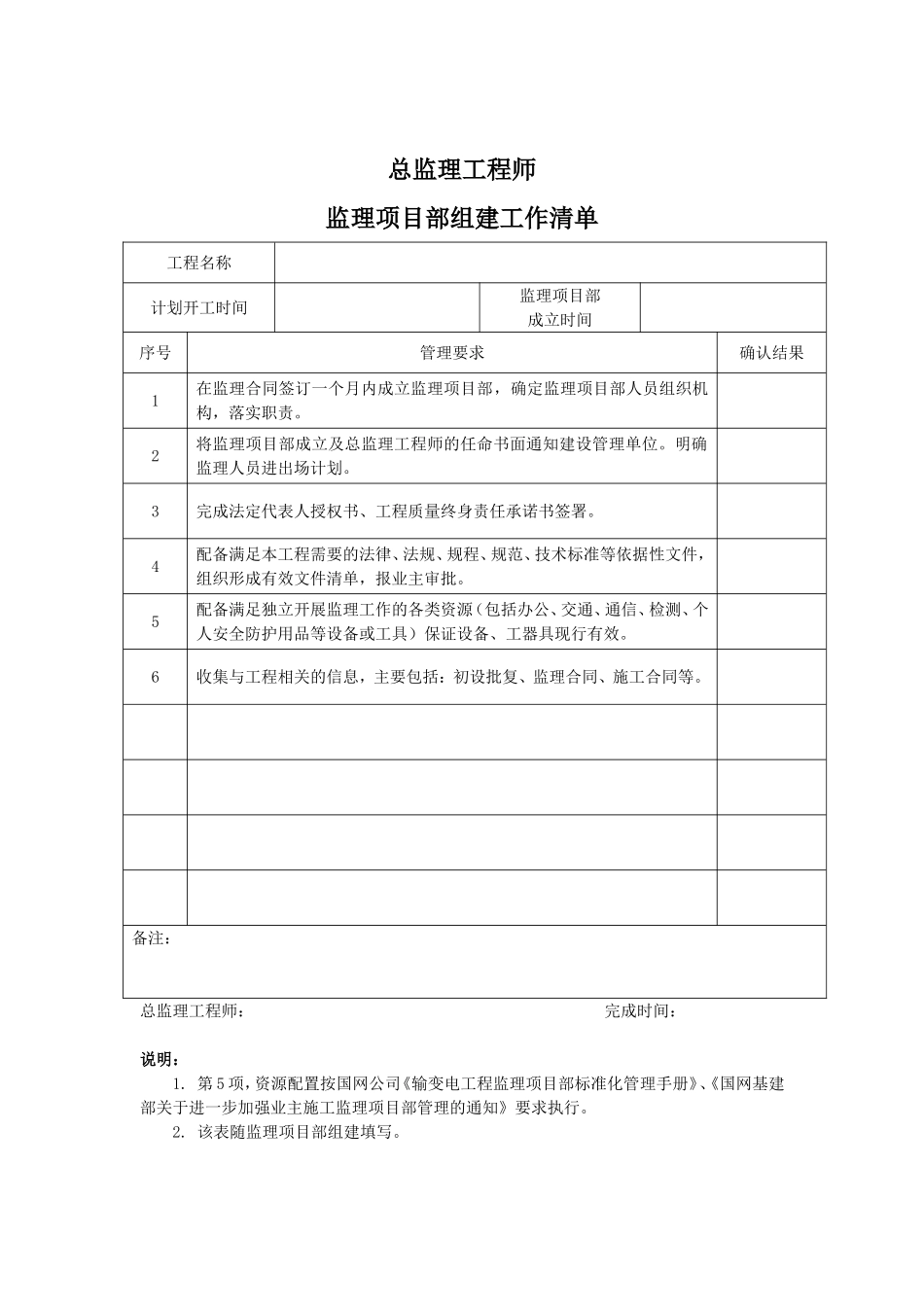 总监理工程师监理项目部组建清单_第2页