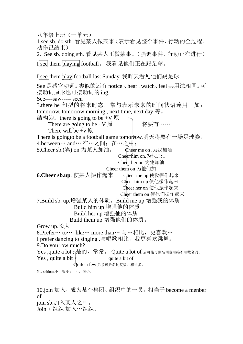 八年级上册（一单元）英语知识点梳理汇总_第1页