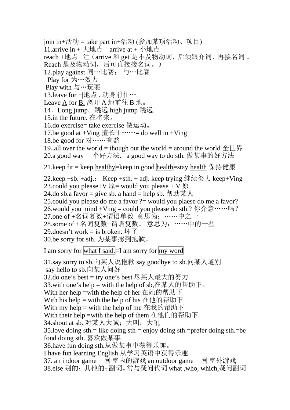 八年级上册（一单元）英语知识点梳理汇总_第2页