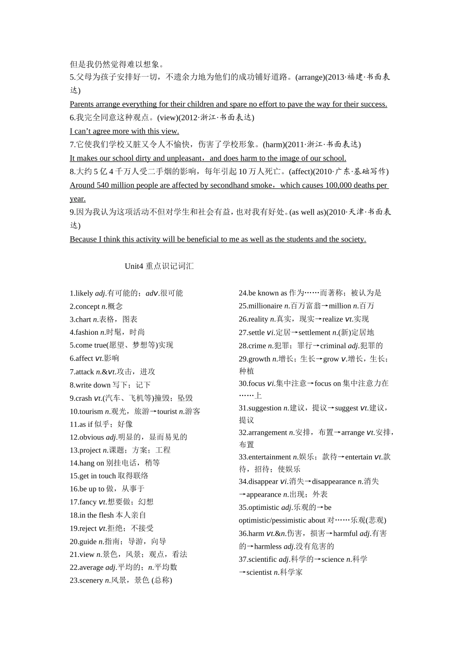 Unit4 核心词汇讲解及经典句子_第3页