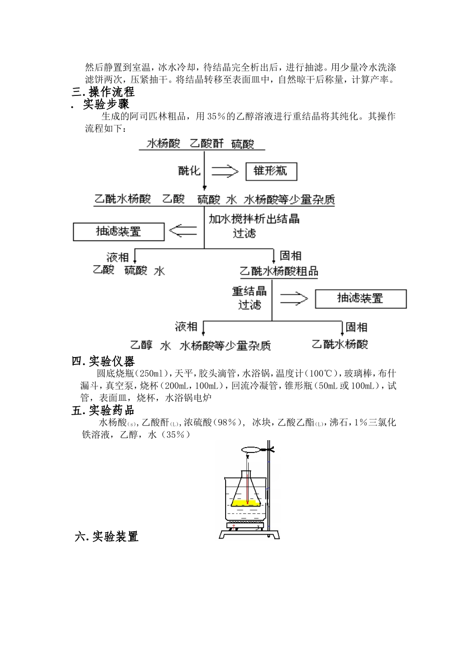 阿司匹林的制备原理、步骤与装置 实验报告_第2页