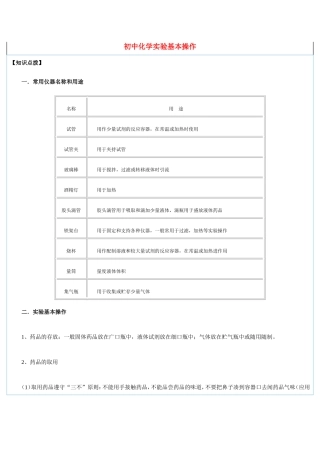 初中化学实验基本操作
