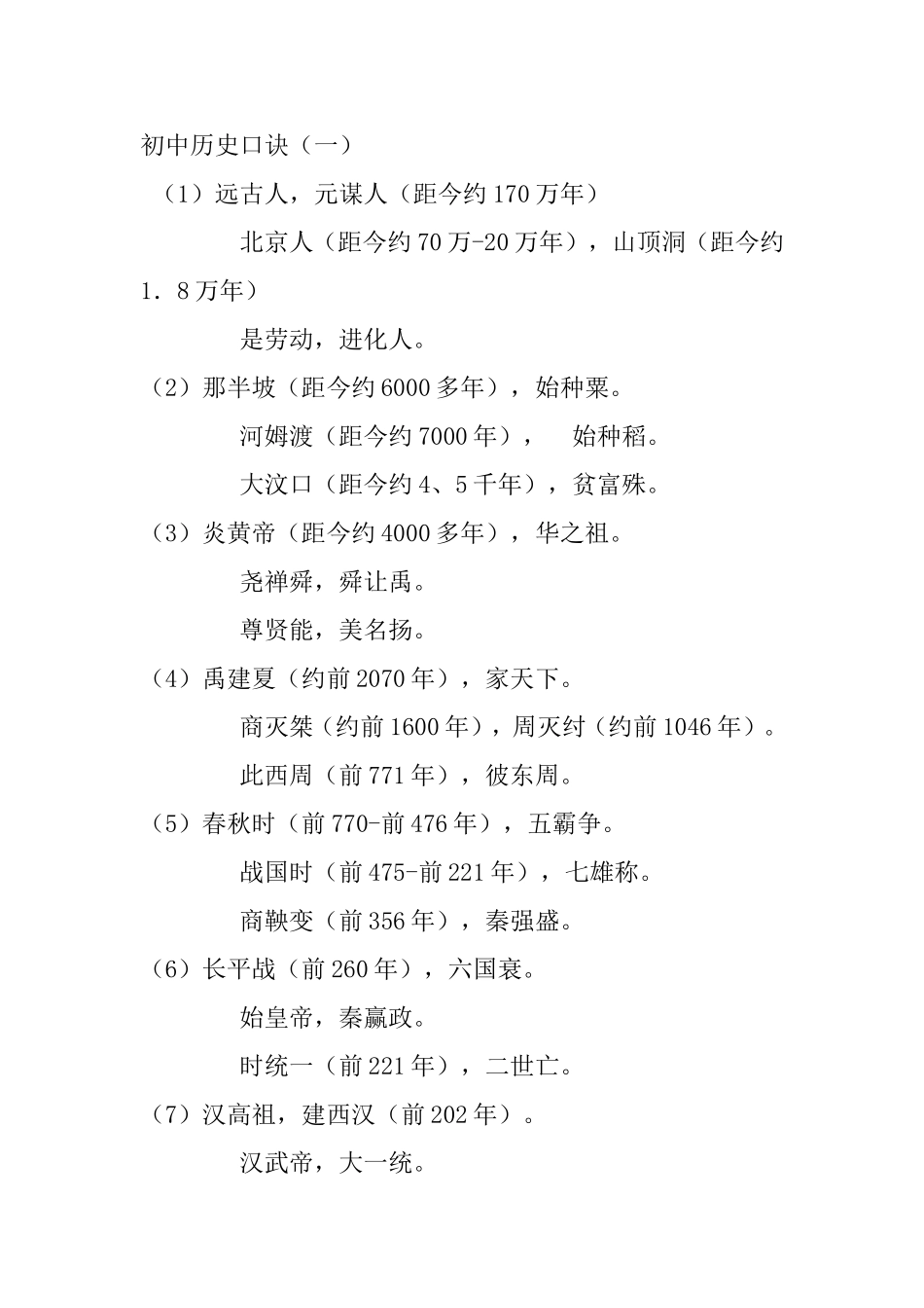 初中历史记忆口诀知识点_第1页