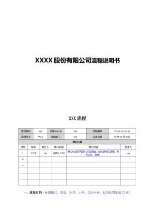 XXXX股份有限公司流程说明书