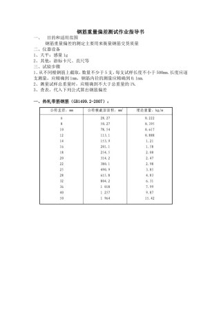 钢筋重量偏差测试作业指导书