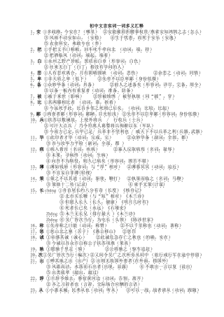 初中文言实词一词多义汇释