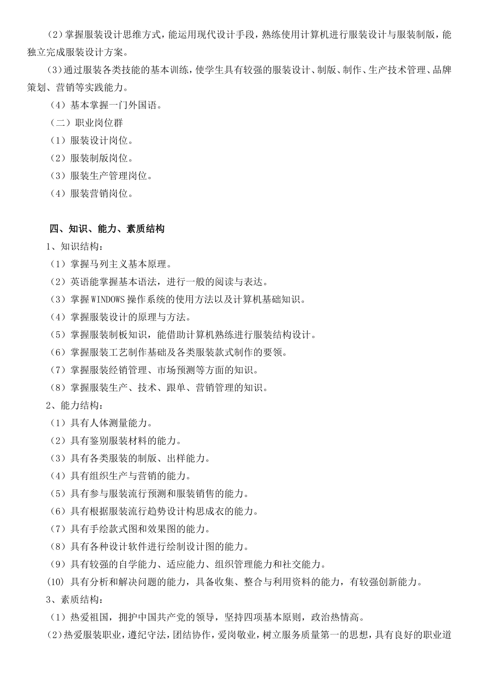 服装设计专业人才人才培养方案_第3页